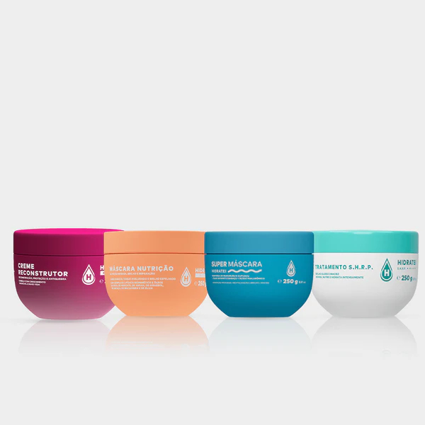 Kit 4 Máscaras Hidratei 250g Cronograma Capilar Completo Tratamento Intensivo