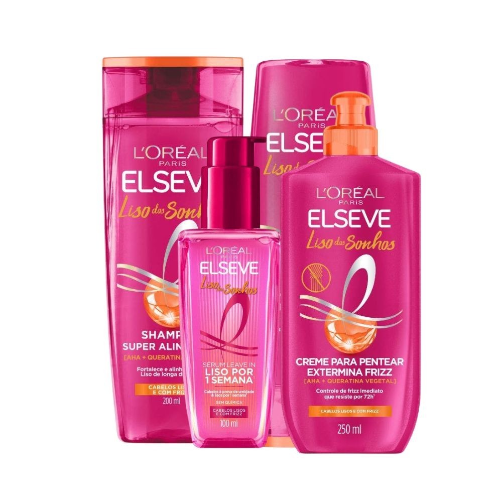 Kit Elseve Liso Dos Sonhos AHA + Queratina Vegetal - Kit com 4 produtos