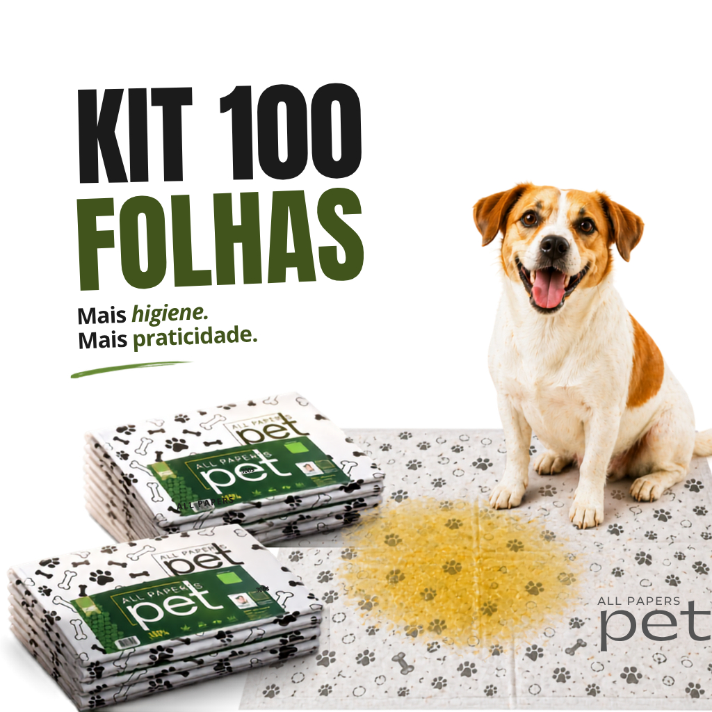 Jornal pet Grande Kit com 100 folhas 2 pacotes 64x58