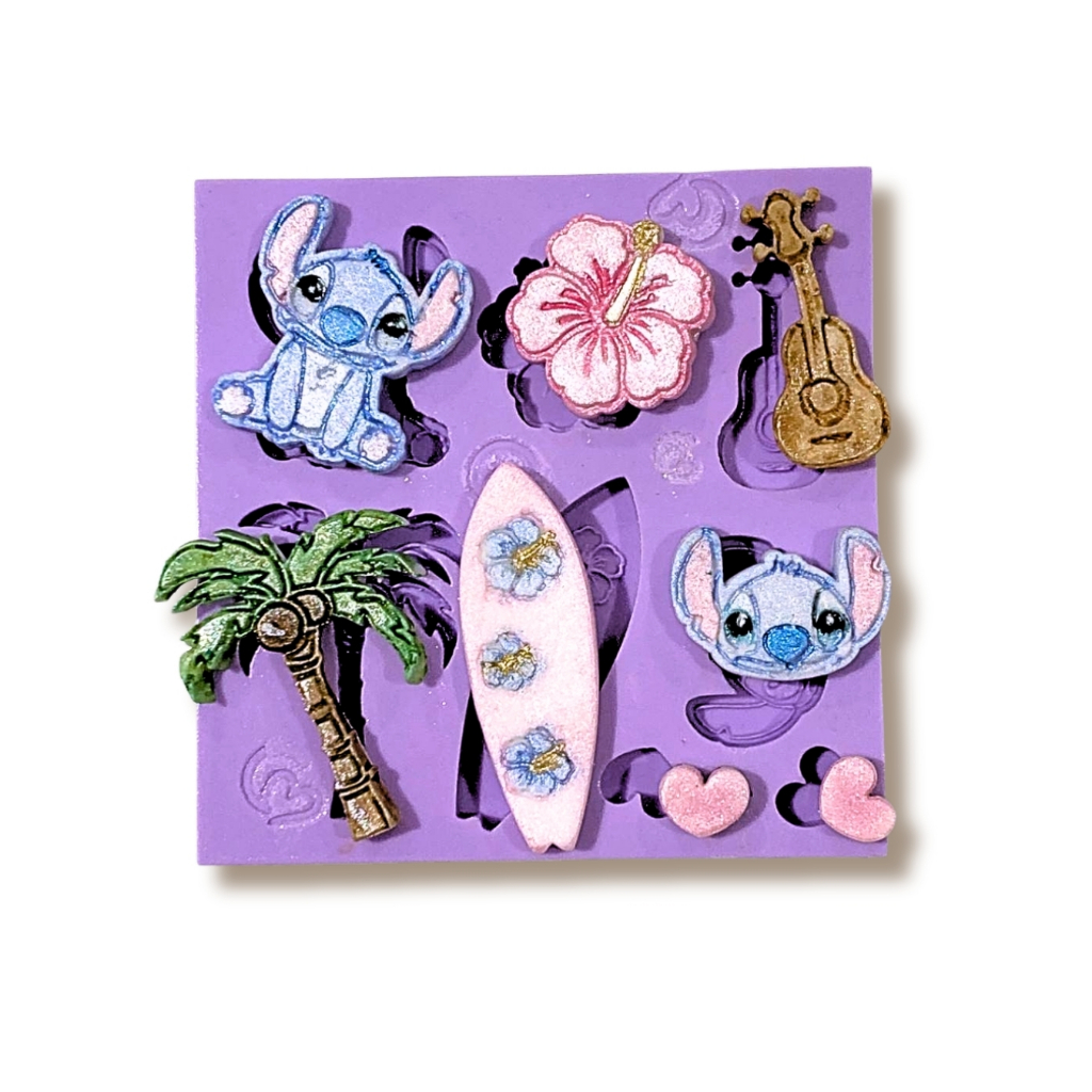 F1869 MOLDE DE SILICONE ALIENÍGENA HAVAIANO CONFEITARIA BISCUIT