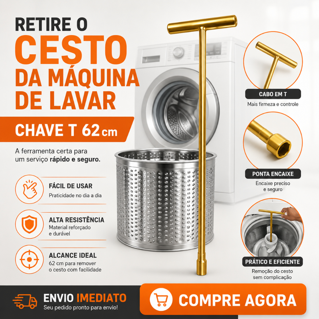 CHAVE 10mm LONGA 62cm PARA RETIRADA DO CESTO DE MAQUINA DE LAVAR CONSUL BRASTEMP
