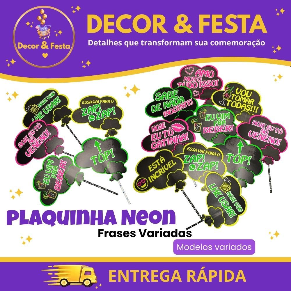 Kit 10 Plaquinhas Engraçadas para Fotos Festa Balada Casamento Aniversário