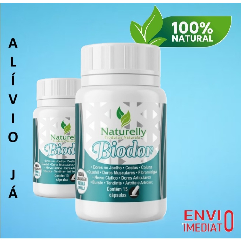 Novo BIODOR Naturelly 100% Natural kit 2 potes com 15 caps.