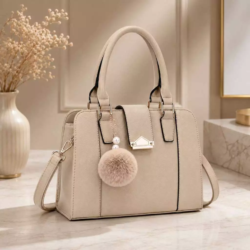 Bolsa Feminina Com Chaveiro Pompom Tira Colo Faixa de Mão De Couro Tranversal CYC3206# — imagem 1