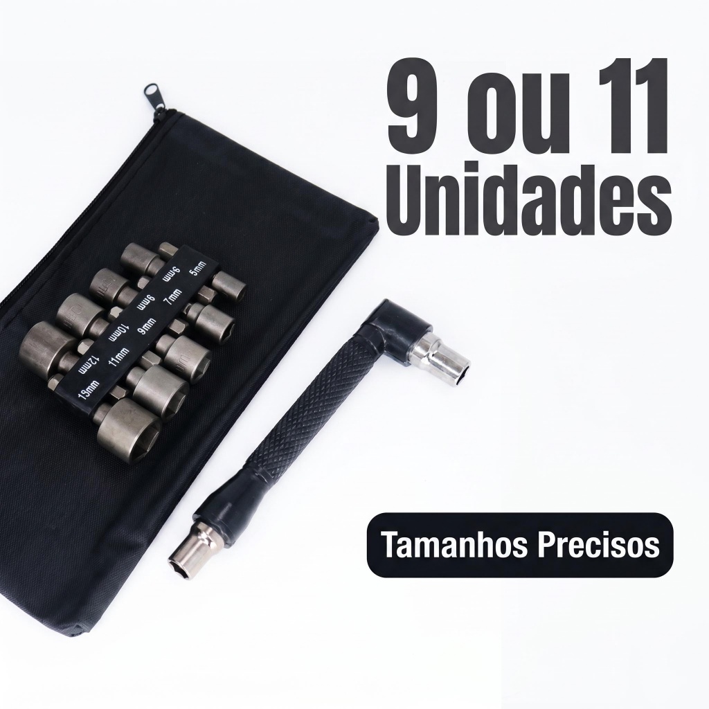Kit Bits Soquete 11 Peças Reparo Rápido Uso Diário Fácil