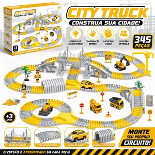 Pista de Carrinho Infantil Brinquedo de Construção com Trilhos Flexíveis Carrinhos 98 180 345 Peças
