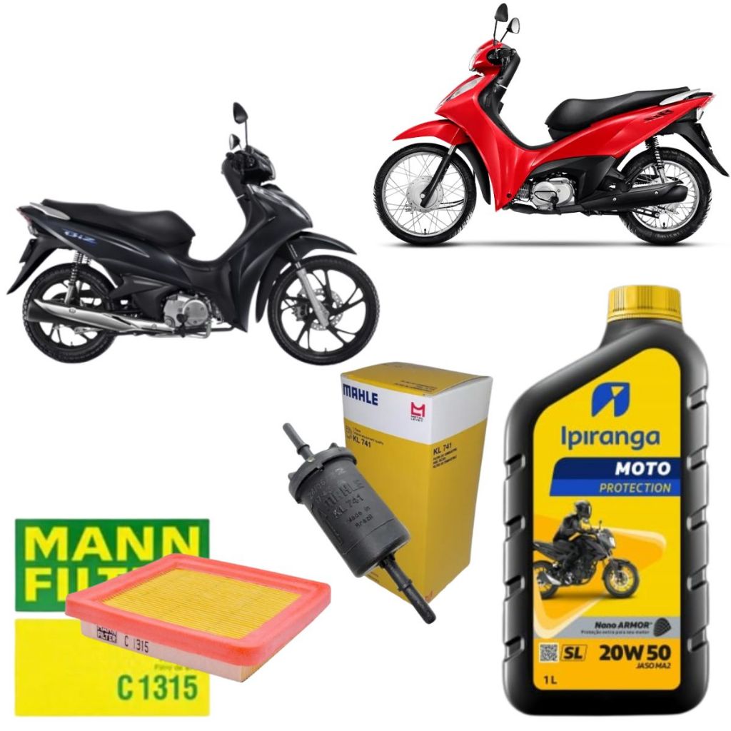 Kit Revisão Troca De Oleo E Filtros Honda Biz 125 Oleo 20W50 Mineral Ipiranga Original