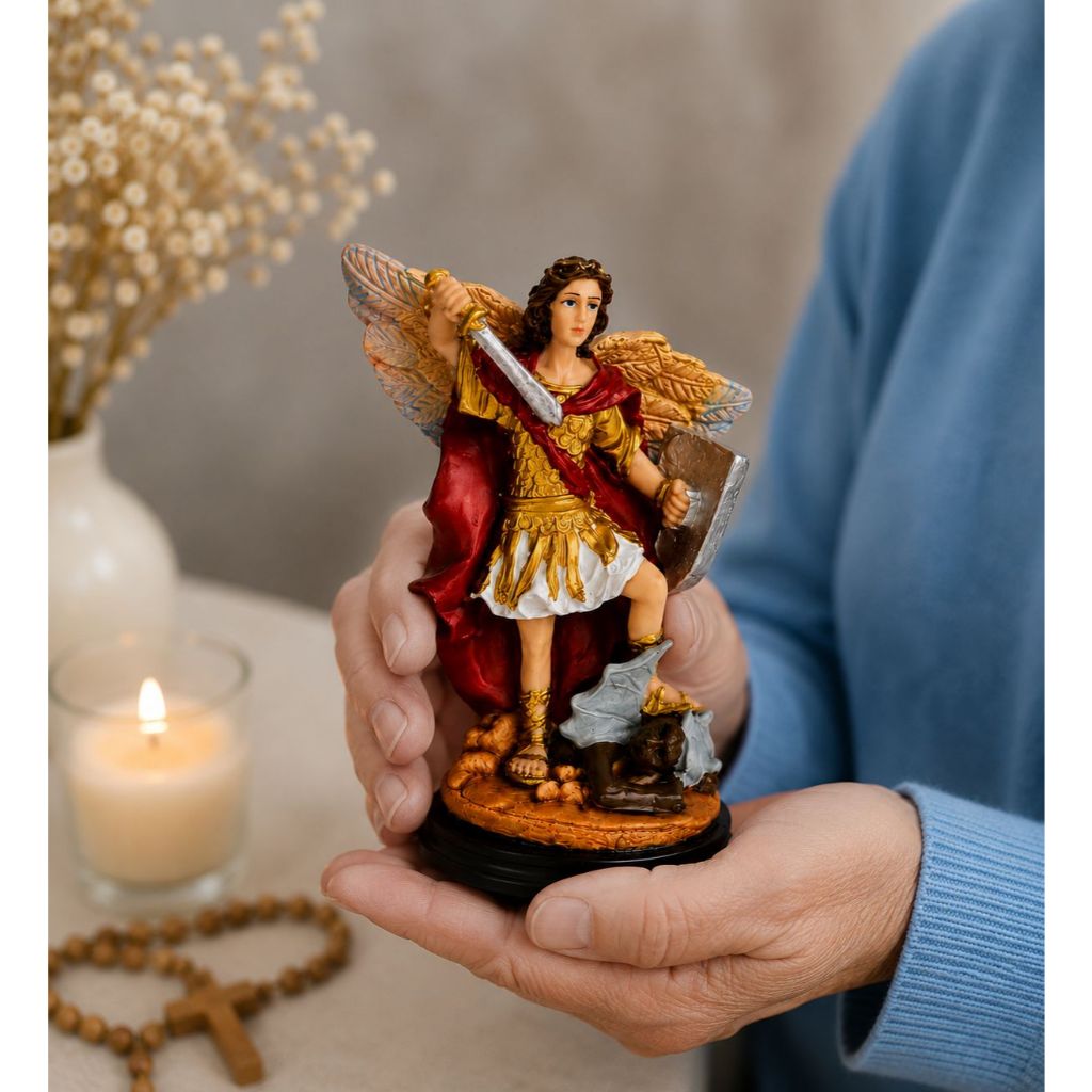 Imagem Anjo São Miguel Resina Nobre 12cm