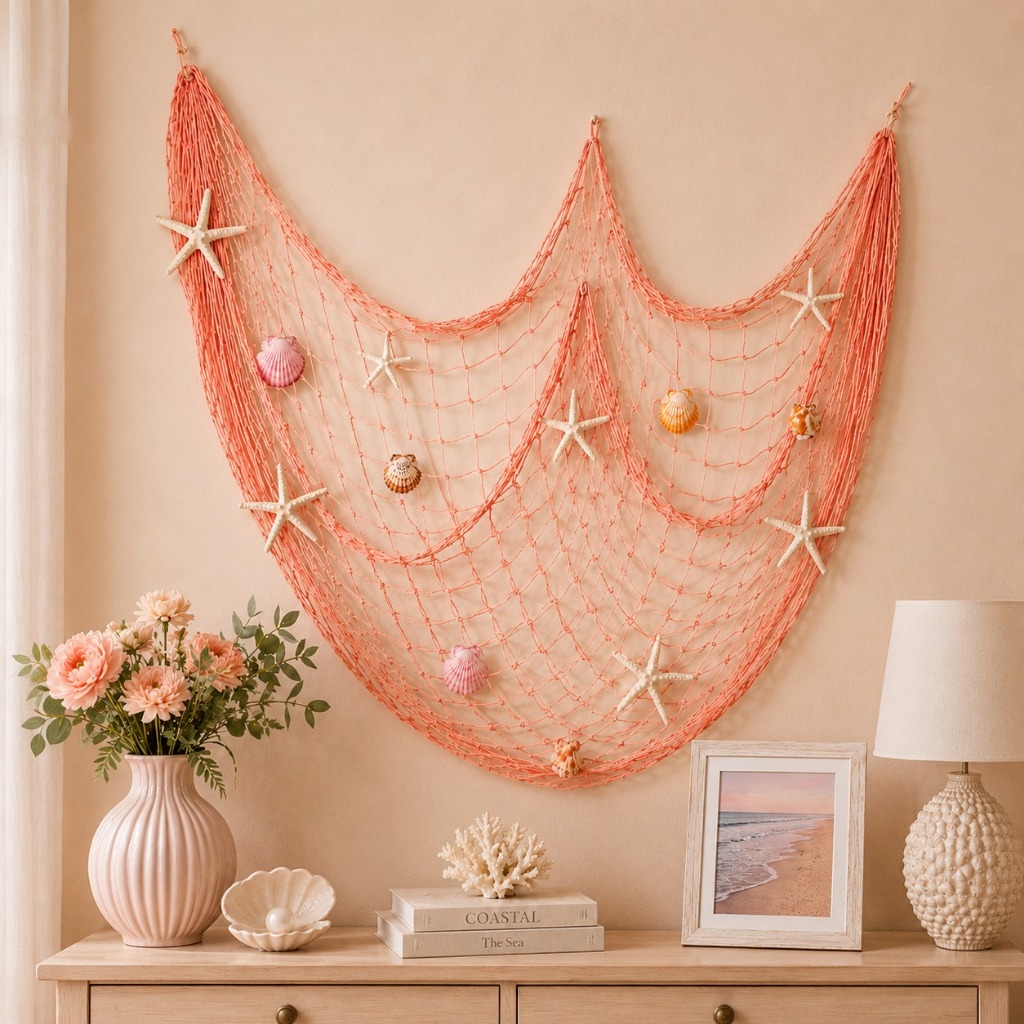 Rede Para Decoração Nylon 1m x 2,5m Malha 6cm Festa Sereia Mar Painel Parede Mesa