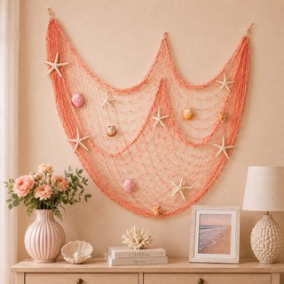 Rede Para Decoração Nylon 1m x 2,5m Malha 6cm Festa Sereia Mar Painel Parede Mesa