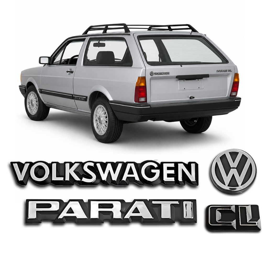 Kit Completo Emblema Parati CL 87 A 90 Volkswagen VW Adesivo Logotipo Carro Antigo