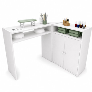 Mesa Manicure Em L Para Salão De Beleza Portas Spa Designer Moderno Kit Apoio Mãos Unhas Completo