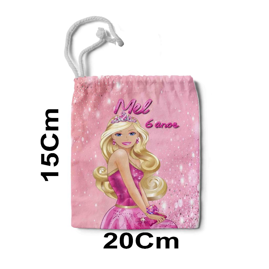 Kit Mochilinha Sacolinha Saco Sacochila Saquinho Lembrancinha Brinde Aniversario Personalizadas Barbie