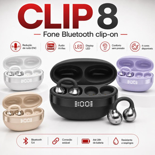 Clip 8-on earphones with call noise cancellation, ENC sports comfort earphones Fone Bluetooth