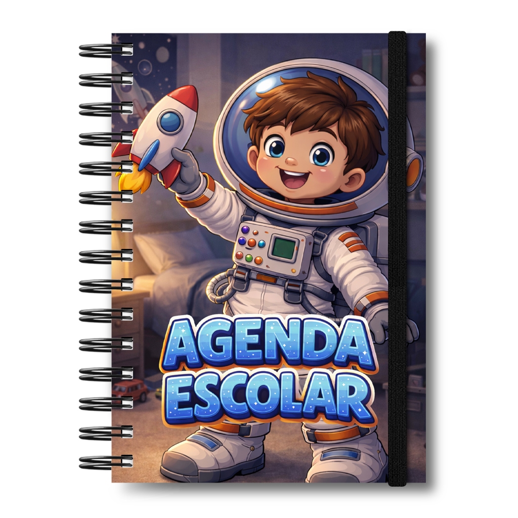 Agenda Astronauta Escolar Aula Infantil Creche Planner Escola Crianças Kids