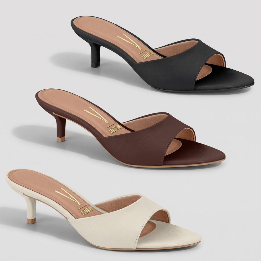 Tamanco Feminino Vizzano Mule Salto Baixo Kitten Bico Folha Original