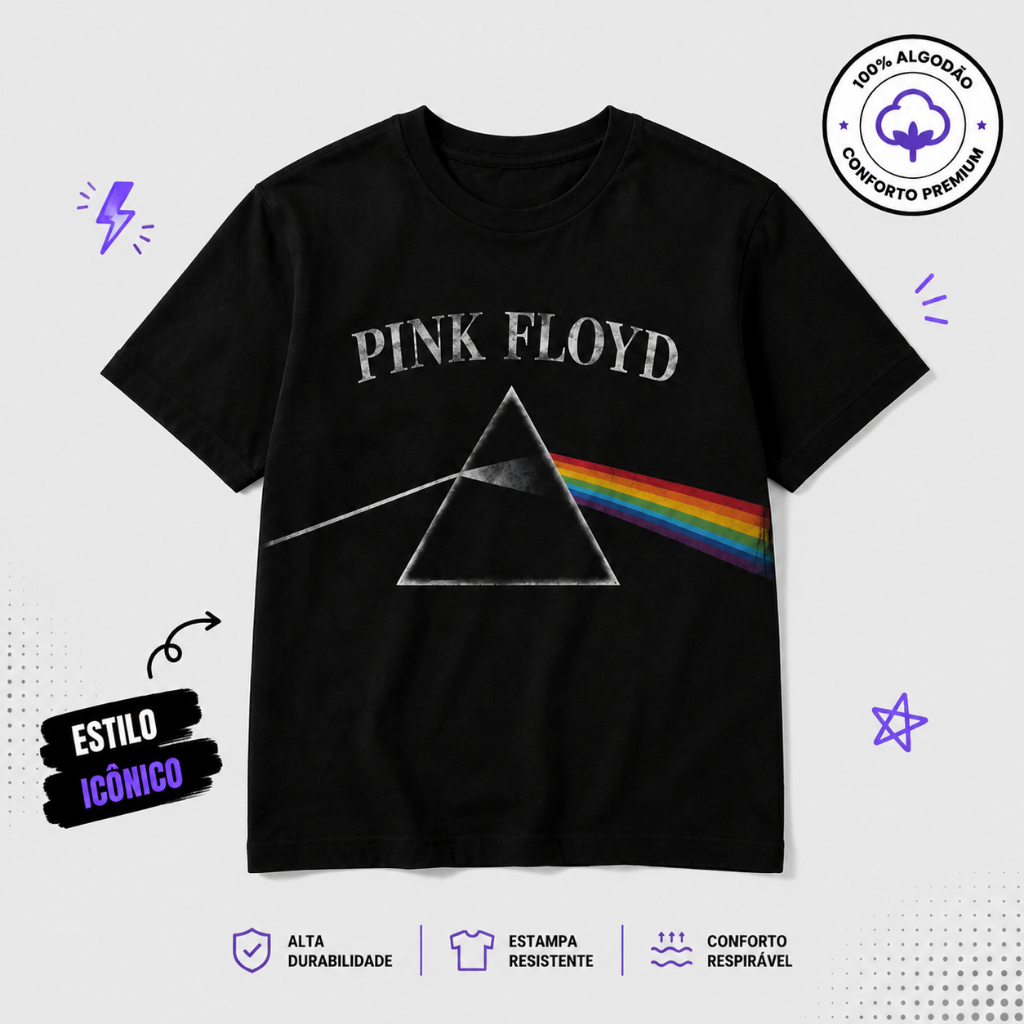 Camiseta Tshirt Blusa Rock Algodão Preta Unissex Estilosa Casual Moda Jovem Moderna Infantil