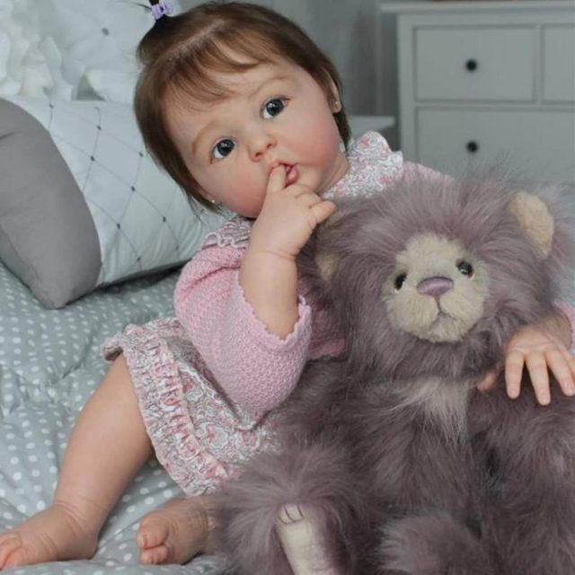 Bebê Reborn 55cm Menina Boneca Realista Olhos Castanhos Presente de Aniversário