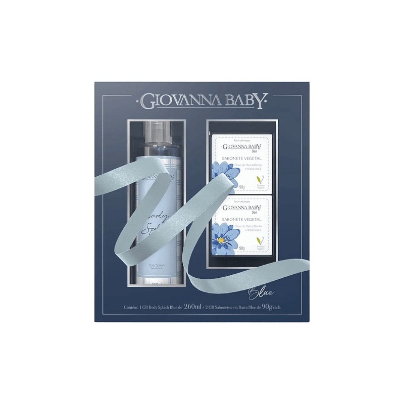 Kit Desodorante Corporal Body Splash Giovanna Baby Blue 260ml + Sabonete em Barra Giovanna Baby Blue 2 Unidades 90g Cada