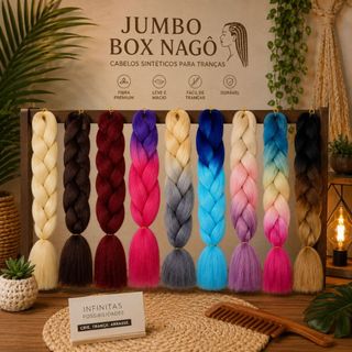 Cabelo Mega hair Aplique de Fibra Sintética Colorido para tranças Jumbo Box Nago UN