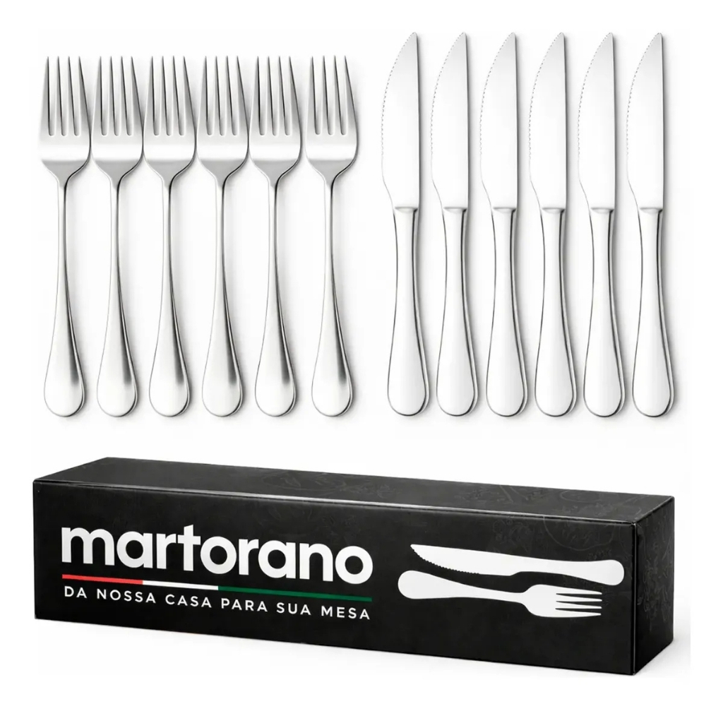 Kit Talheres em Inox Garfo e Faca 12 Unidades em Inox Resistente Pesado Inox Grosso