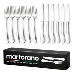 Kit Talheres em Inox Garfo e Faca 12 Unidades em Inox Resistente Pesado Inox Grosso