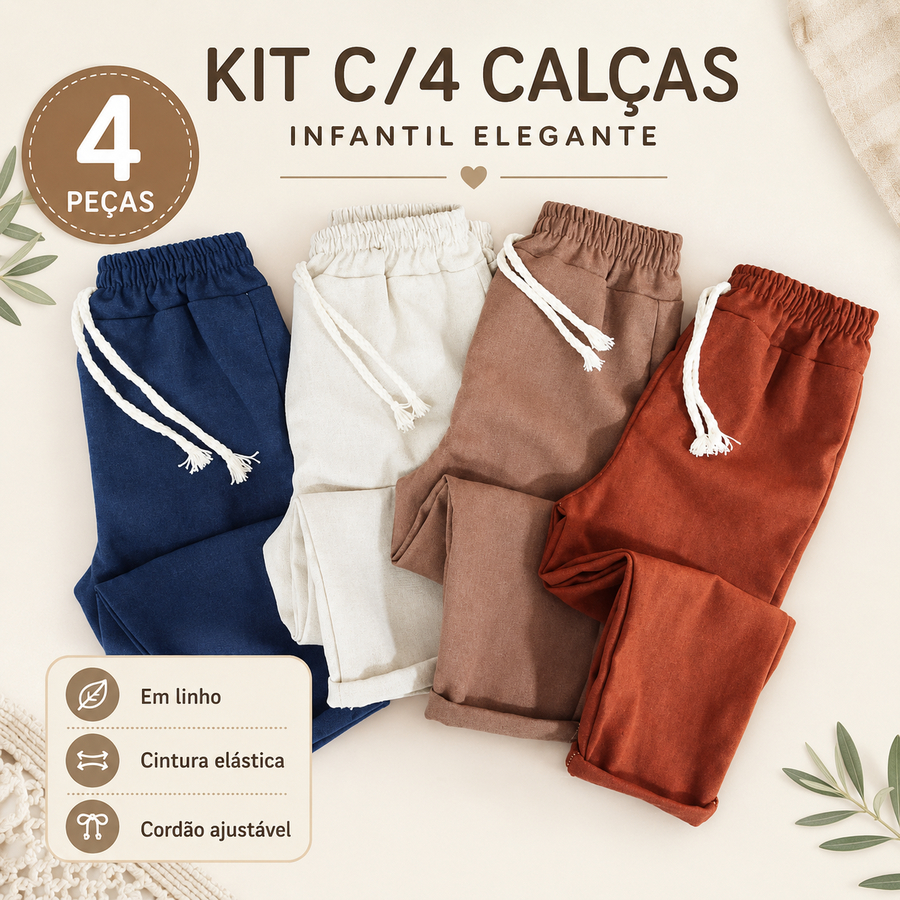 KIT C/4 CALÇAS INFANTIL ELEGANTE