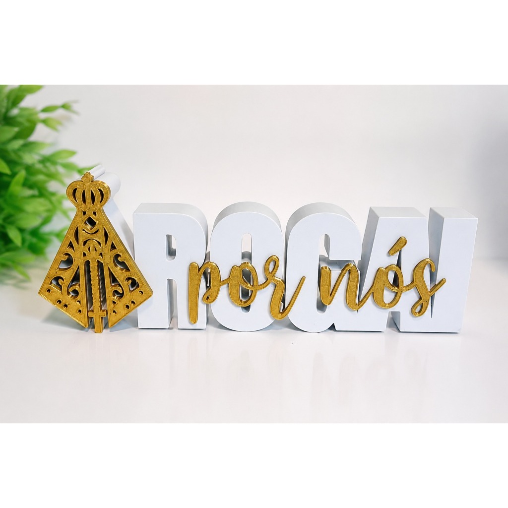 Enfeite Decorativo Rogai Por Nós Nossa Senhora Aparecida Decoração Religiosa 3D
