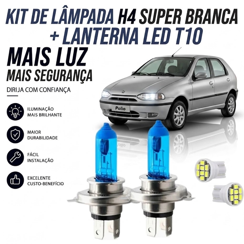 Lâmpada farol ALTO / BAIXO - SUPER BRANCA par FIAT PALIO G1 1996 ATÉ 2001