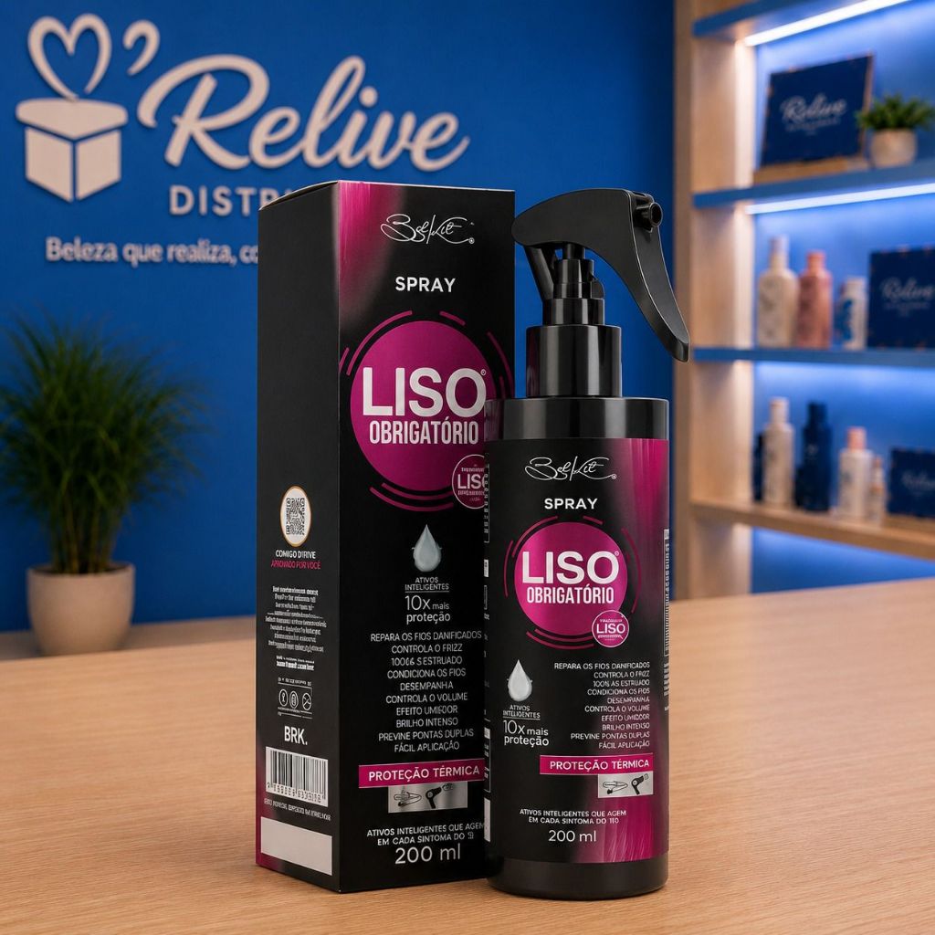 Spray Finalizador BELKIT Liso Obrigatório 200ml Proteção térmica Reconstrução Finalizador Tratamento