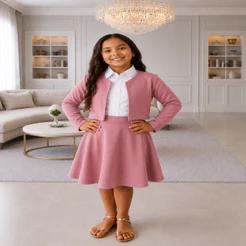 CONJUNTO INFANTIL MELISSA - Saia Rodada e Casaco - Moda Evangélica - CONGRESSO E FARDAMENTOS