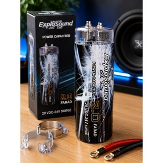 Capacitor Automotivo Explosound 2.0 Farad 20V a 24V com Voltímetro Digital | Power Capacitor para Som Automotivo