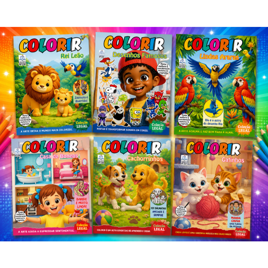5 Revistinhas De Colorir Para MENINAS + 5 Revistinha de Colorir Para MENINOS Sortidas Infantil