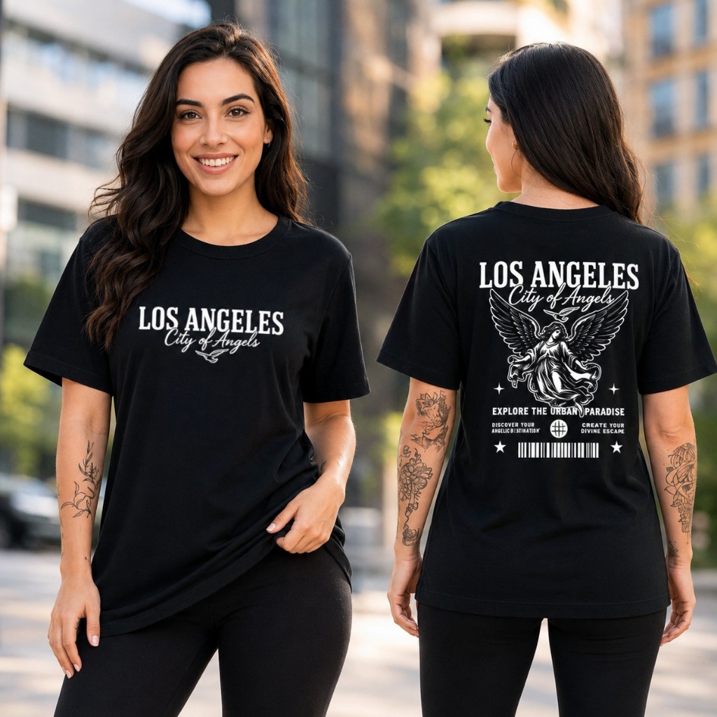 Camiseta Feminina Oversized Los Angeles 100% Algodão