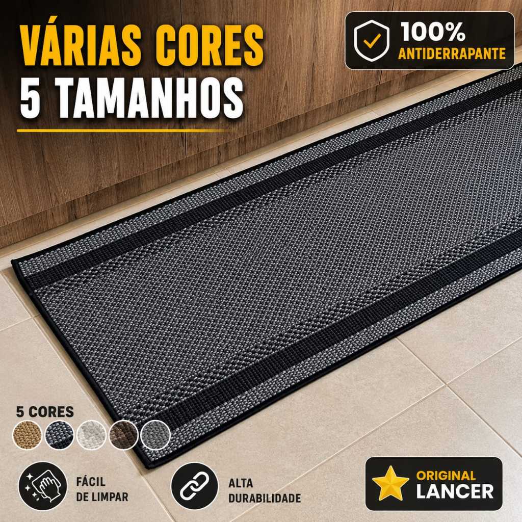 Tapete Passadeira Sisal Lancer Antiderrapante Cozinha Corredor Quarto Sala Moderno Original Luxo Não Escorrega