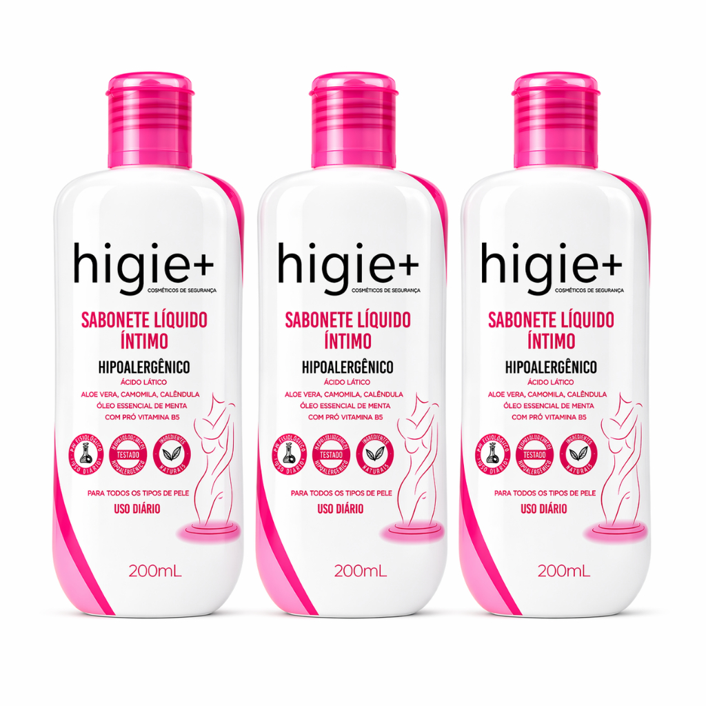 Kit 3 Sabonetes Líquido Íntimo 200ml - Limpeza Suave pH Balanceado – Higie+