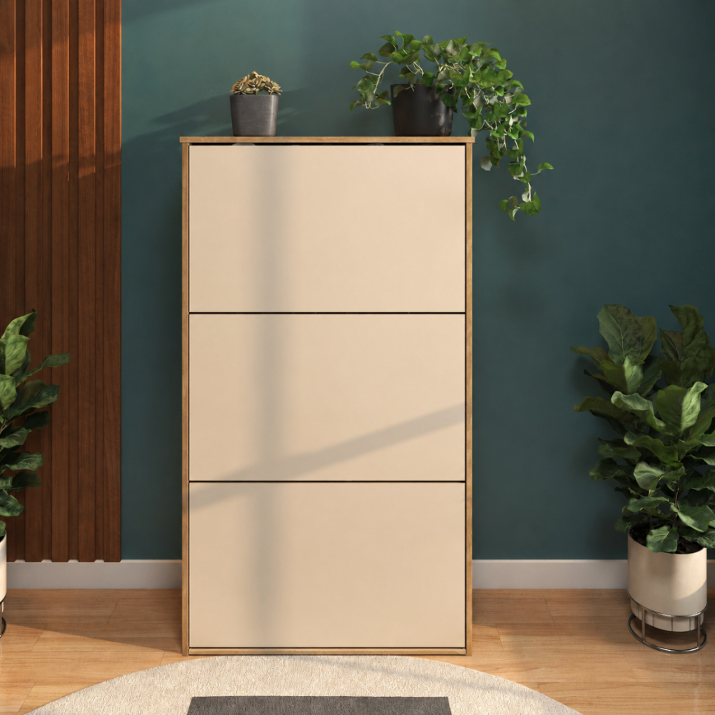 Sapateira Vertical Grande Organizador de Sapatos Armário Decorativo Hall Entrada Multiuso 3 Portas