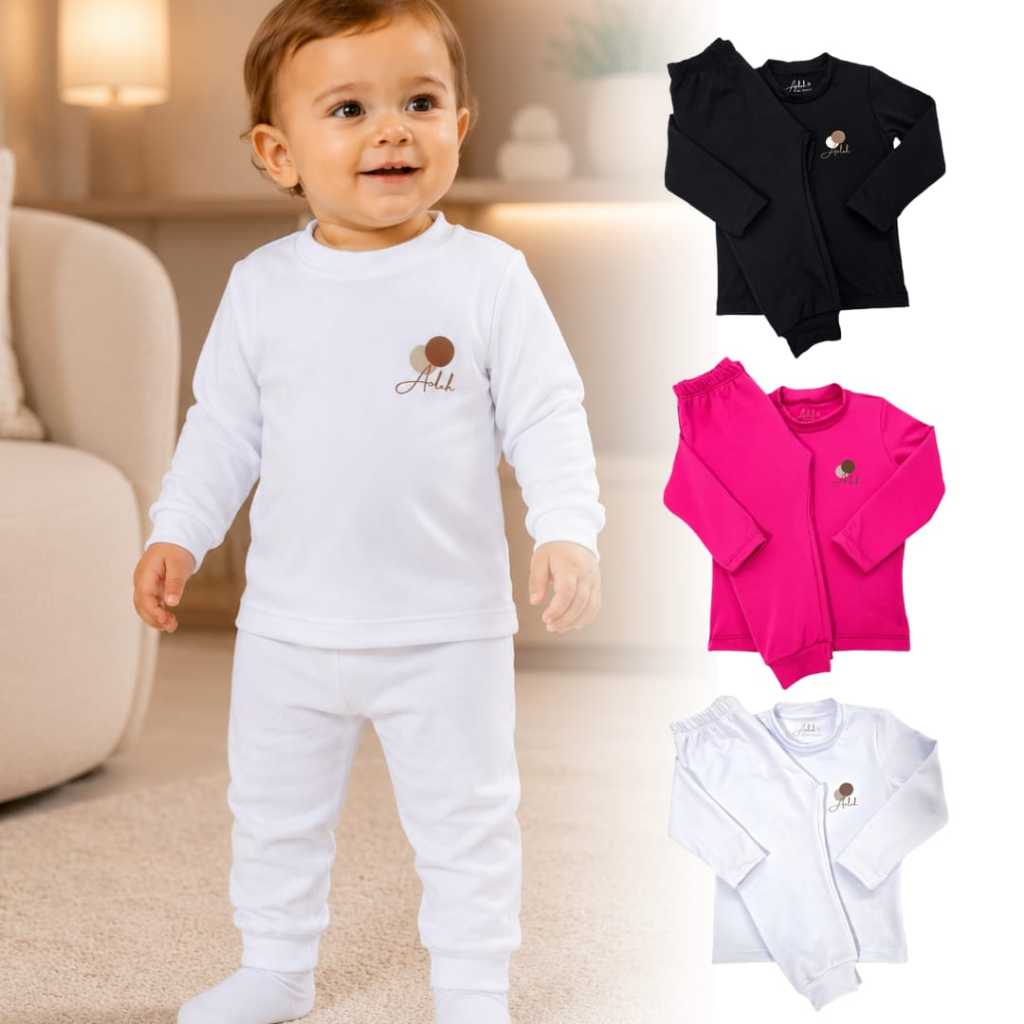 Conjunto Térmico de Blusa Manga Comprida e Calça Peluciados Bebê Infantil Tamanhos 1, 2 e 3