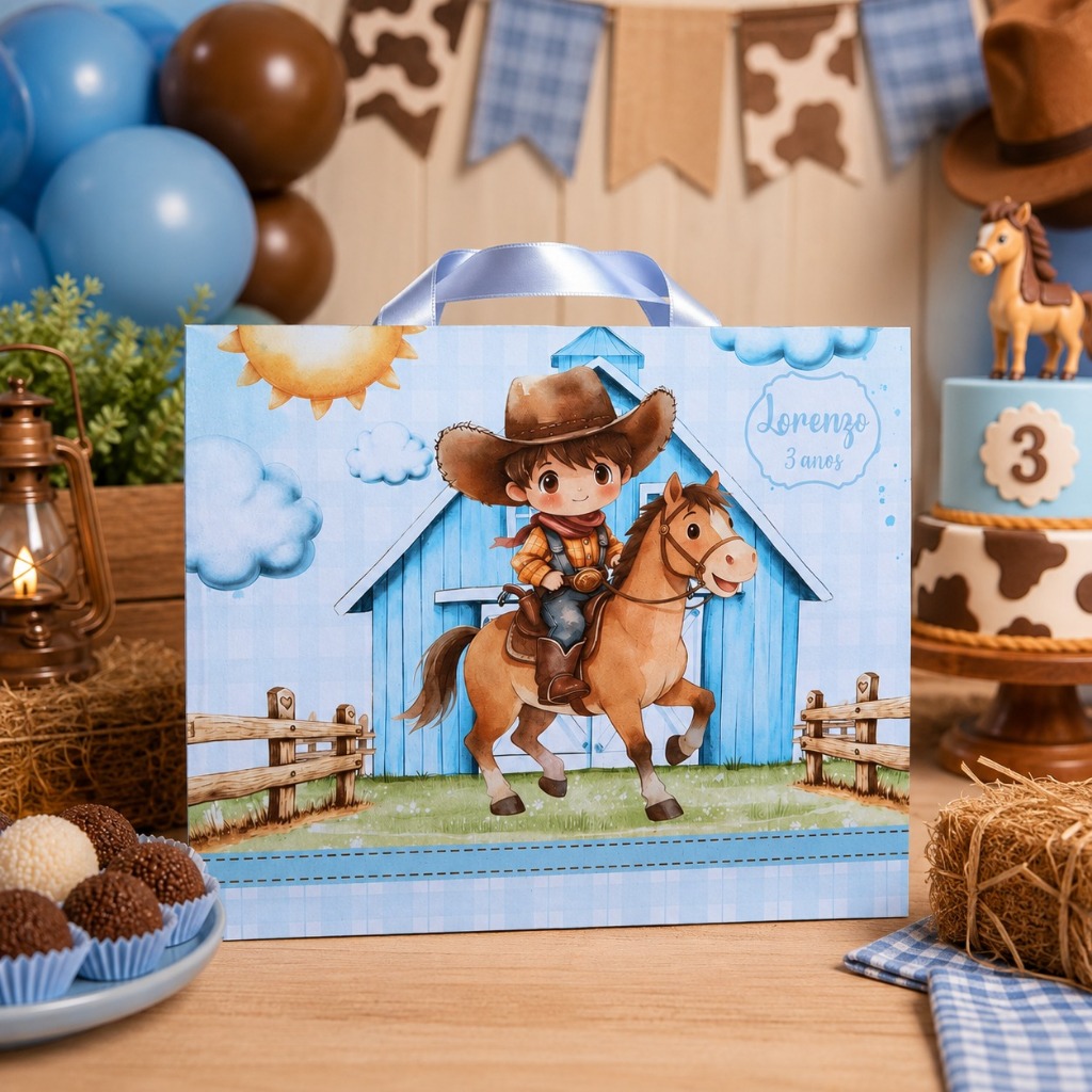 Sacolinhas Personalizadas CAVALOS | COWBOY INFANTIL | FAZENDINHA MENINO Festa Infantil – Lembrancinha Pegue e Monte