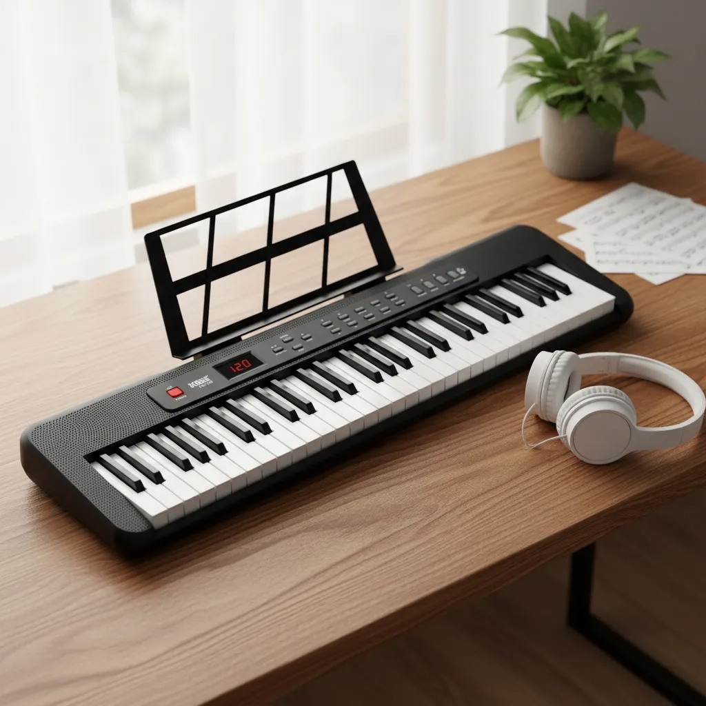 Teclado Musical Kobe KB-150 BK Preto 5/8 61 Teclas Com Fonte