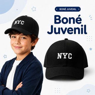 Boné NY NYC JUVENIL 4 a 14 Anos Aba Curva Ajustável New York Unissex Streetwear Tendência Jovem