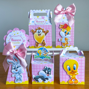 Kit Festa Personalizados BABY LOONEY TUNES MENINA| Caixinhas para Lembrancinhas Aniversário Festa Infantil