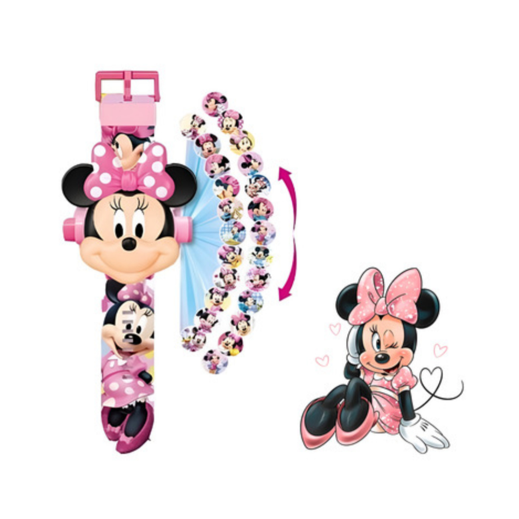 Relogio Minnie Projetor De Luz Com  Imagens Infantil