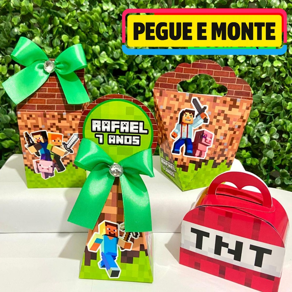 Kit Festa Minecraft Caixinhas Personalizadas Lembrancinhas Festa Infantil Aniversário