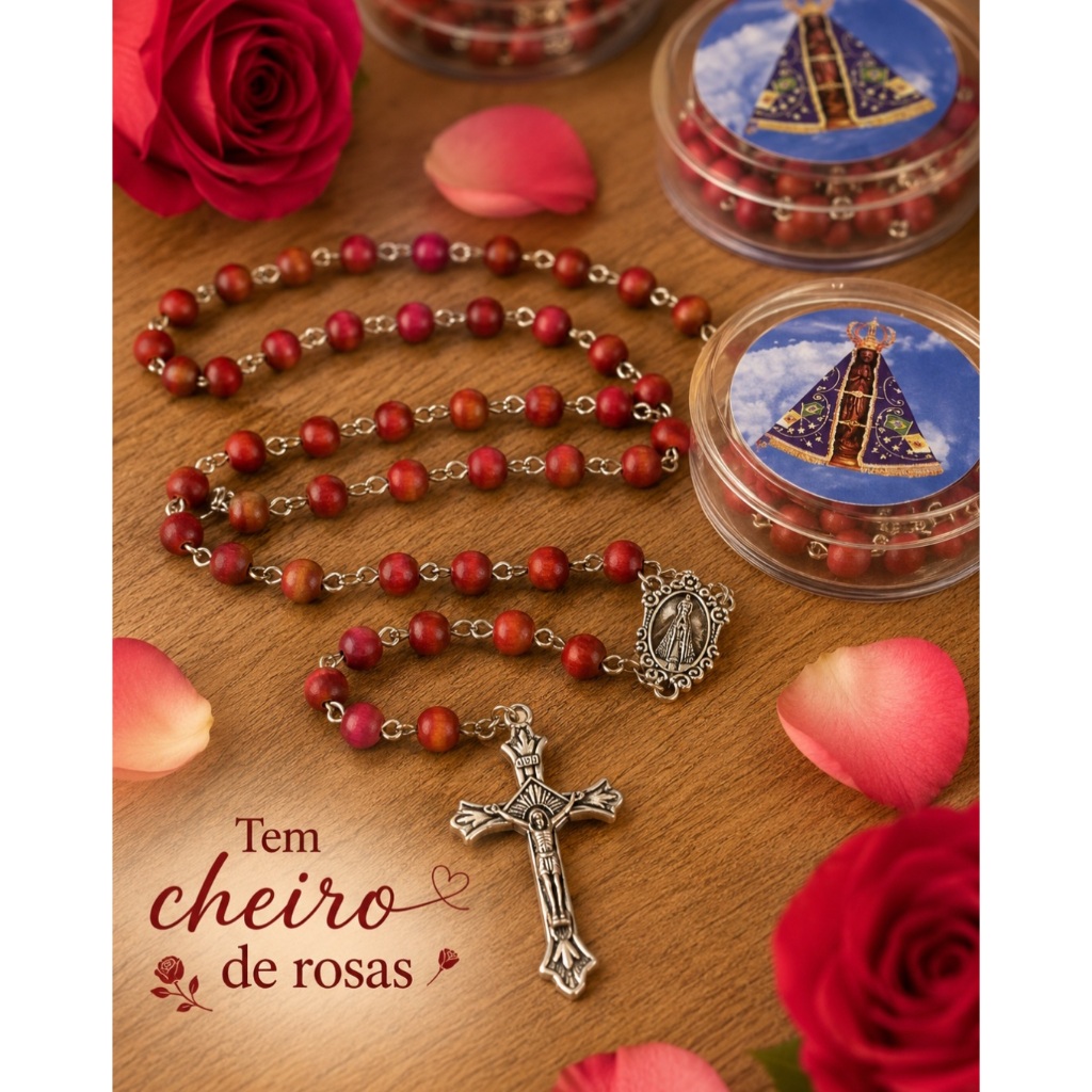 Terço de nossa Senhora Aparecida, Terço perfumado, Rosário católico Terço católico, Terço personalizado Terço de pescoço
