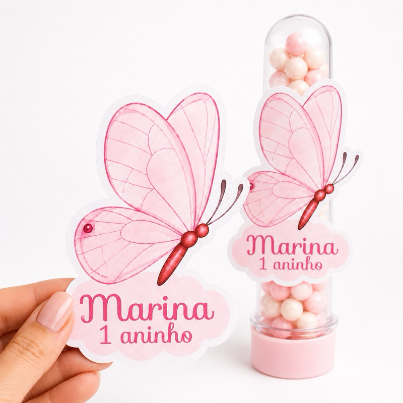 10 | 20 | 30 | 40 | 50 Aplique Personalizado 8 cm para Tubete Festa Jardim das Borboletas