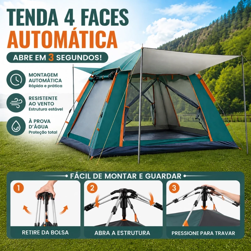 Barraca de Camping Automática Portátil Grande Impermeável — foto 9