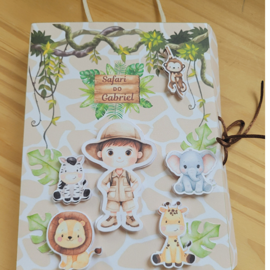 Maleta Kit Lembrancinha safári Aniversário Infantil – Kit Colorir Personalizado, aniversário safári