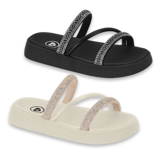 Sandália Infantil Papete Molekinha Menina Tiras Strass Slide Confortável Elegante Original