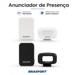 Anunciador de Presença com Sensor 52 Tons Alcance 100 m Preto ou Branco Brasfort
